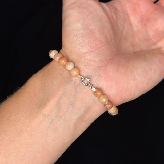 Perlenarmband „Marble Rose“ – Marmor mit 925 Sterling Silber Verschluss