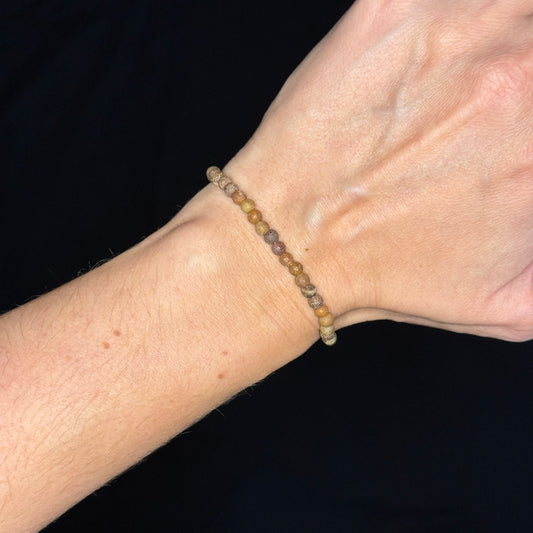 Perlenarmband „Rustic Brown“ – Achat mit 925 Sterling Silber Verschluss