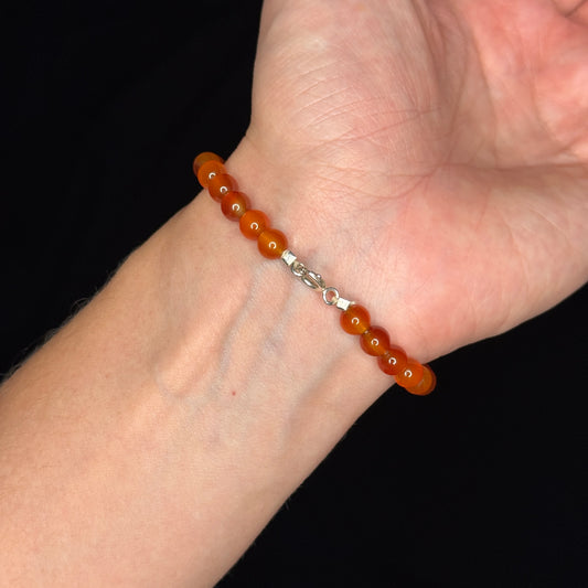 Perlenarmband „Sienna“ – Achat & Karneol mit 925 Sterling Silber Verschluss