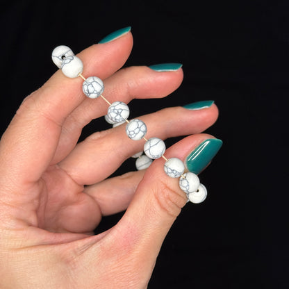 Perlenarmband „Marble White“ – Natursteinperlen mit 925 Sterling Silber Verschluss