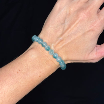 Perlenarmband „Ocean Fog“ – Natursteinperlen mit 925 Sterling Silber Verschluss