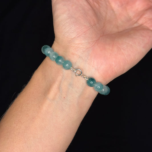 Perlenarmband „Ocean Fog“ – Natursteinperlen mit 925 Sterling Silber Verschluss