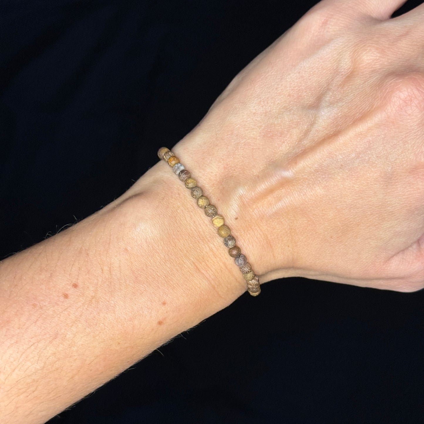 Perlenarmband „Rustic Brown“ – Achat mit 925 Sterling Silber Verschluss