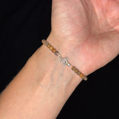 Perlenarmband „Rustic Brown“ – Achat mit 925 Sterling Silber Verschluss