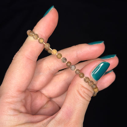 Perlenarmband „Rustic Brown“ – Achat mit 925 Sterling Silber Verschluss