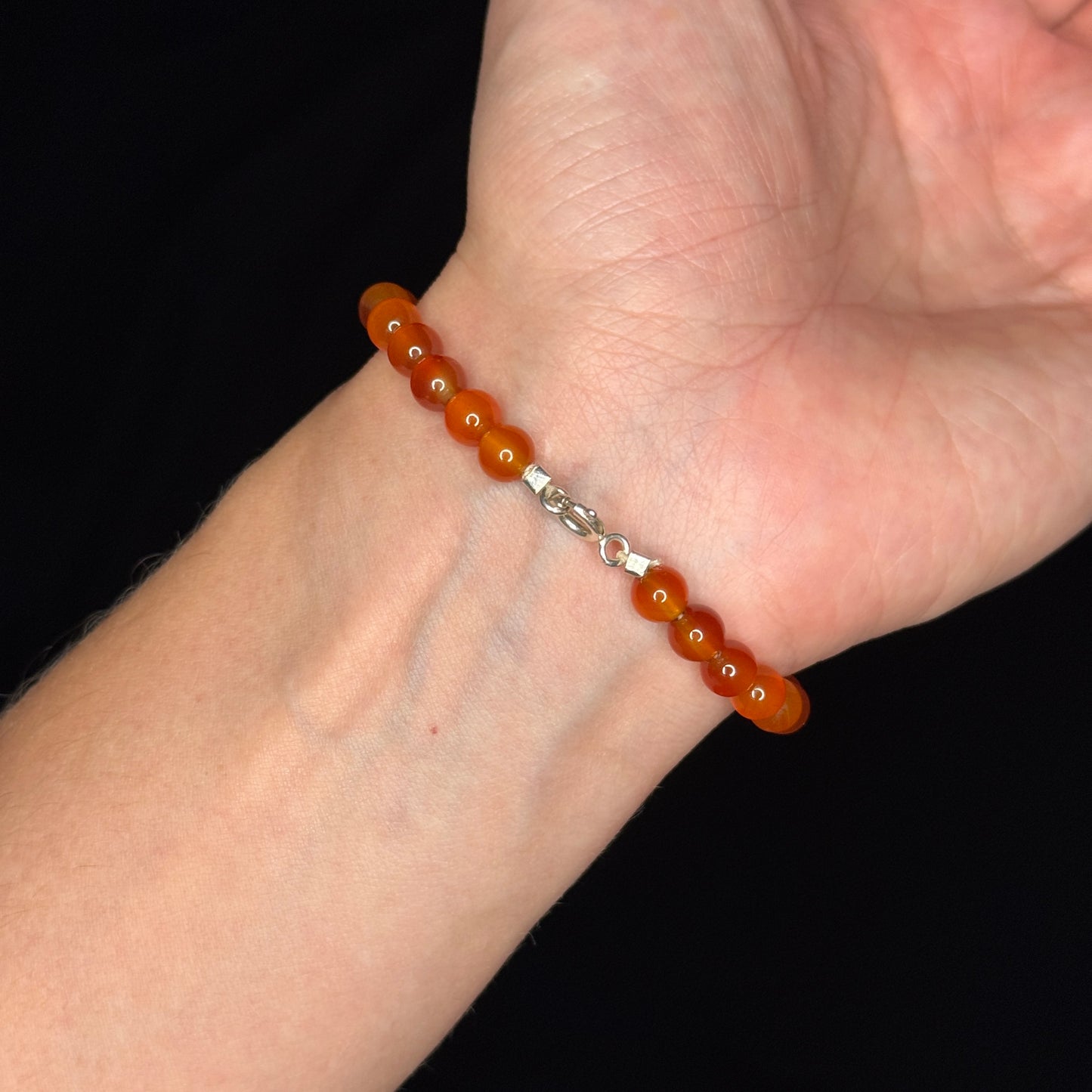 Perlenarmband „Sienna“ – Achat & Karneol mit 925 Sterling Silber Verschluss